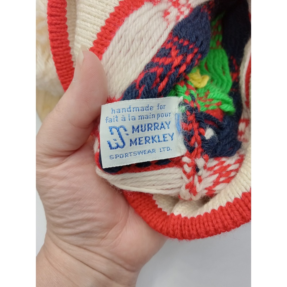Vintage Canadian Winter Cap, Murray Merkley, 100% Virgin Wool Hat One Size Small - Picture 2 of 16
